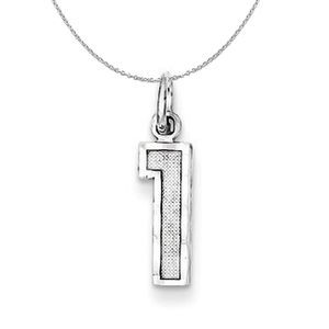 Silver, Varsity Collection, Small D/C Number 1 Necklace - 18 In